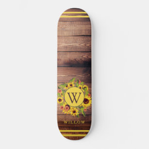 Skateboard Monograma girasol Madera
