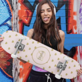 Skateboard Monograma Girly Elegante con nombre