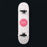 Skateboard Monograma Girly lindo hogar con nombre<br><div class="desc">Haz que este Monograma de Skateboard Chica y el Nombre y corazones sean suyos añadiendo tu texto. Para acceder a las herramientas de edición avanzadas, vaya a "Personalizar esta plantilla" y haga clic en "Detalles", desplácese hacia abajo y presione el enlace "clic para más personalizares". Perfecto para cualquier celebración y...</div>