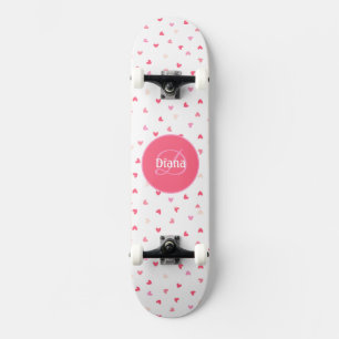 Skateboard Monograma Girly lindo hogar con nombre