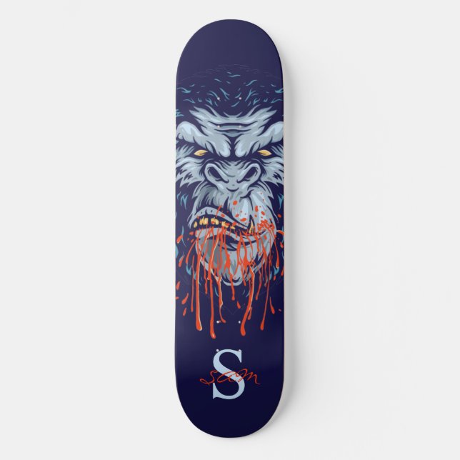 Skateboard monograma Gray Gorilla Skull (Anverso)