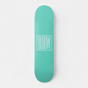 Skateboard Monograma Iniciales Modernas 3 Negrita Blanco So