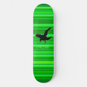 Skateboard Monograma, logotipo de Black Raven sobre efecto cr