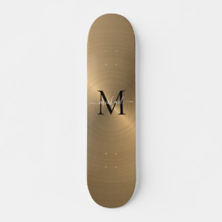 Skateboard Monograma Metalizado cepillado de oro moderno