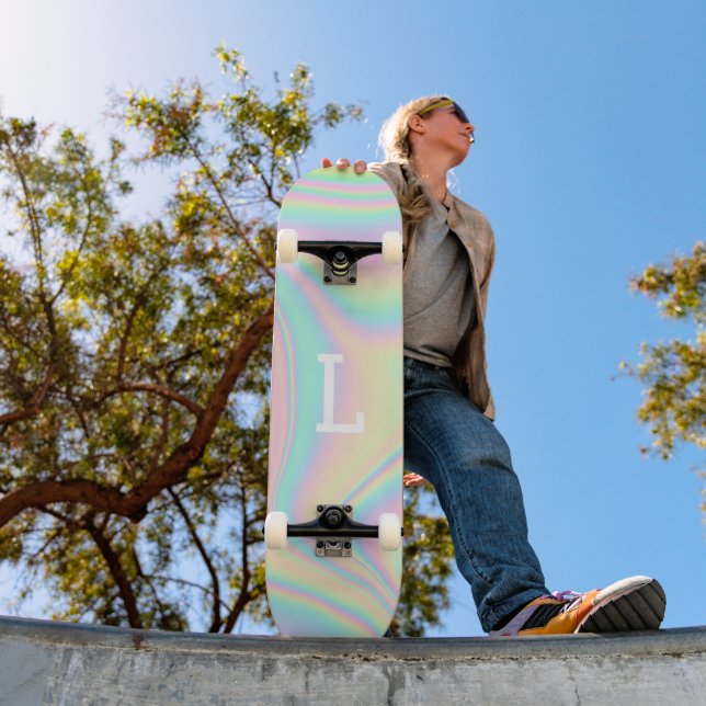 Skateboard Monograma Moderno Arcoíris Femenino Genial (Exterior 1)