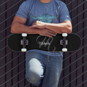 Skateboard Monograma moderno minimalista nombre inicial