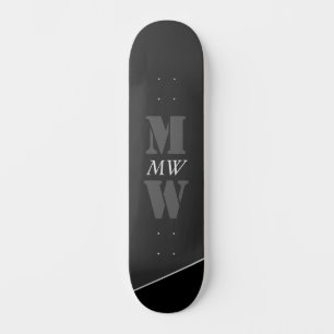 Skateboard Monograma negro gris artístico moderno