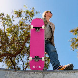 Skateboard Monograma Personalizado rosado caliente del Retro 