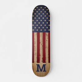 Skateboard Monograma personalizado ruso de bandera estadounid