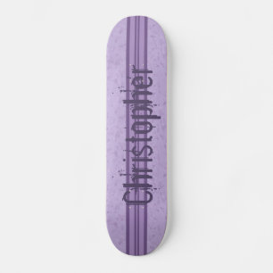 Skateboard Monograma rayado Personalizado de lavanda púrpura