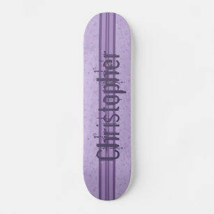 Skateboard Monograma rayado Personalizado de lavanda púrpura