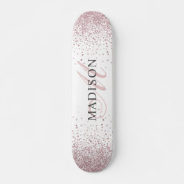 Skateboard Monograma Rosa de oro personalizado