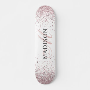 Skateboard Monograma Rosa de oro personalizado