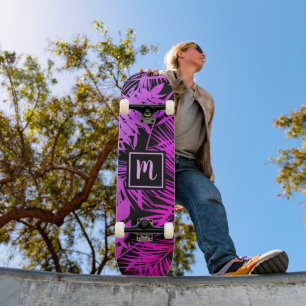 Skateboard Monograma rosa rosado rosado rojo oscuro fresco de