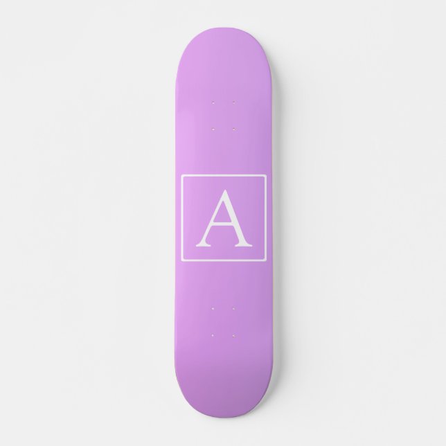 Skateboard Monograma simple | Ombre rosa/morado sutil (Anverso )