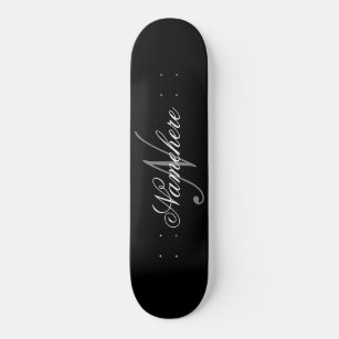 Skateboard Monograma único personalizado de nombre blanco y n