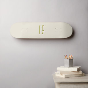 Skateboard Monograma verde sabio simple inicial