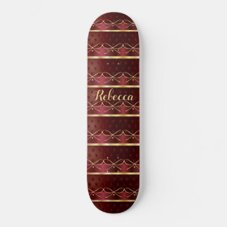 Skateboard Monograma Vintage Burgundy Color Decoración Lujo O