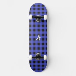 Skateboard Monogramado Blue Buffalo Plaid Rustic Pattered