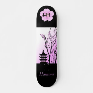 Skateboard Monogramado con flores de cerezo japoné