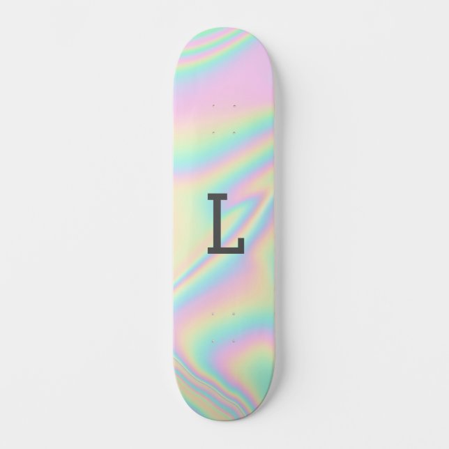 Skateboard Monogramado Guay Girly Modern Rainbow (Anverso)