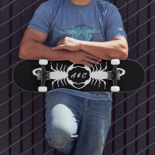 Skateboard Monogramado Personalizado de Escorpiones Bodas Bla