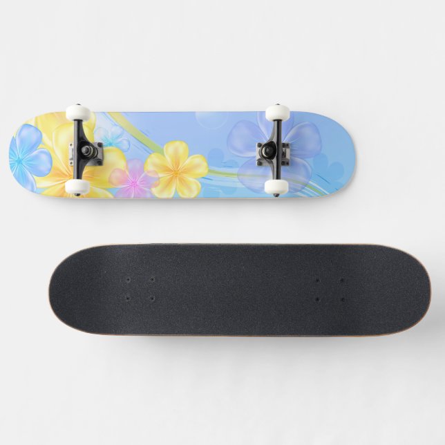 Skateboard Monopatín-floral (Horz)