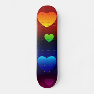 Skateboard Monopatín, modelo del corazón del arco iris