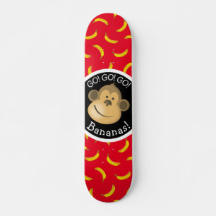 Skateboard Monos y plátanos Fiesta rojo y negro