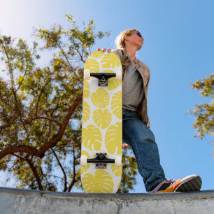 Skateboard Monstera - Amarillo limón y blanco