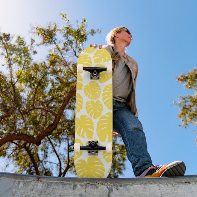 Skateboard Monstera - Amarillo limón y blanco (Exterior 1)