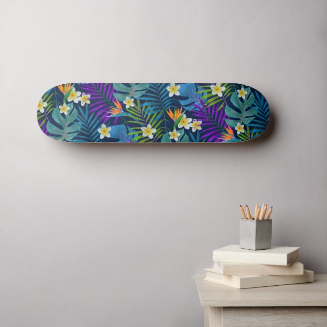 Skateboard Monstera Palm Trees Plumeria Strelitzia (Arte de pared (horz))