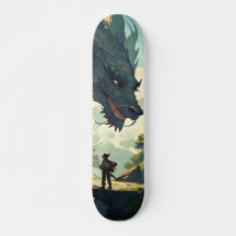 Skateboard Monstruo lagarto y guerrero japonés