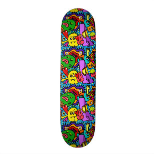 Skateboard Monstruos coloridos brillantes del dibujo animado
