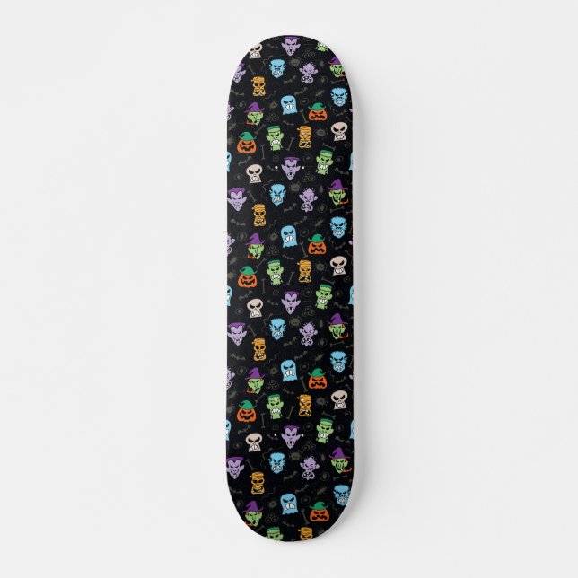Skateboard monstruos de Halloween haciendo caras graciosas y  (Anverso )