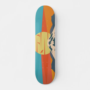 Skateboard Montaña al estilo retro del Monte Fuji en Japón