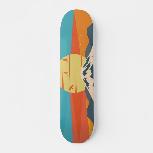 Skateboard Montaña al estilo retro del Monte Fuji en Japón (Anverso )