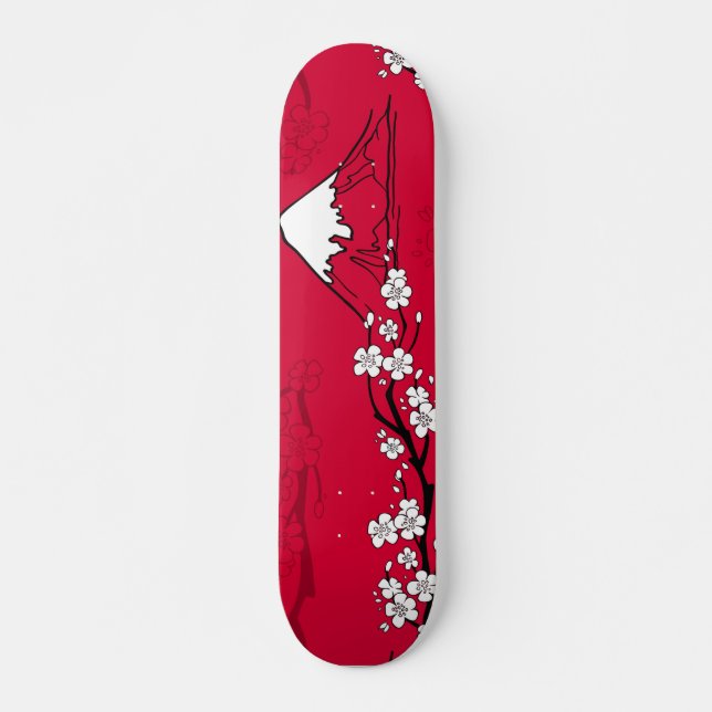 Skateboard Montaña y paisaje de flores de estilo japonés (Anverso )