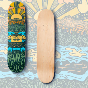 Skateboard Montañas y Sol
