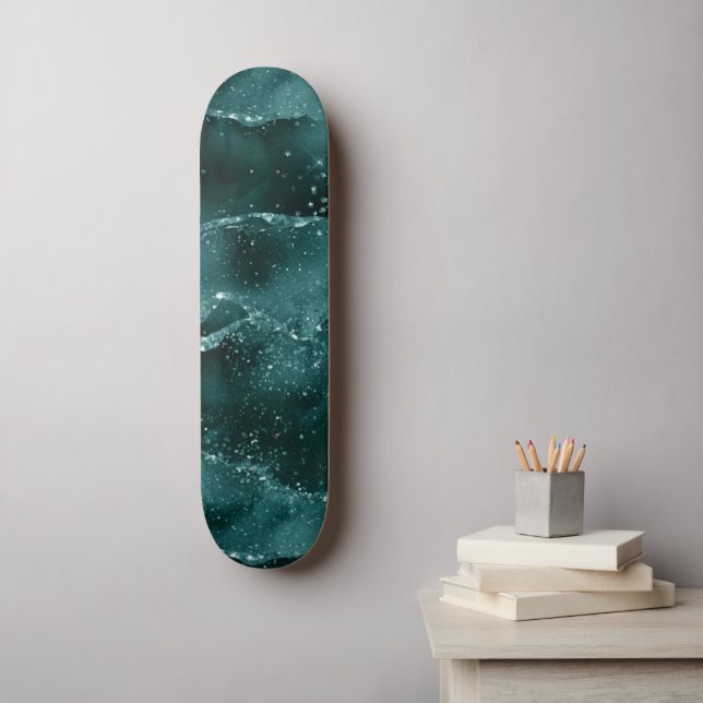 Skateboard Moody Agate | Tono de joyas rico en malaquita verd (Arte de la pared)