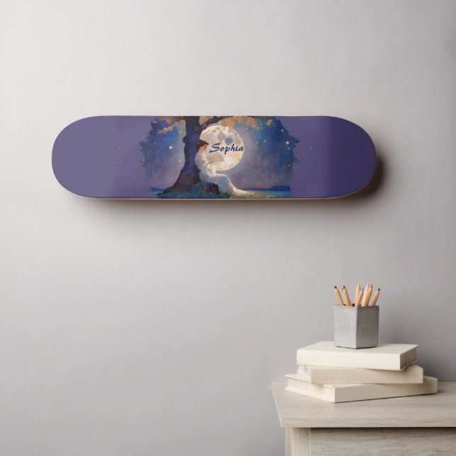 Skateboard Moonlit Dreamer - Serene Night Sky (Arte de pared (horz))
