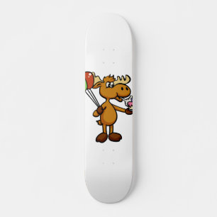 Skateboard Moose con globo y torta  elegir color de fondo
