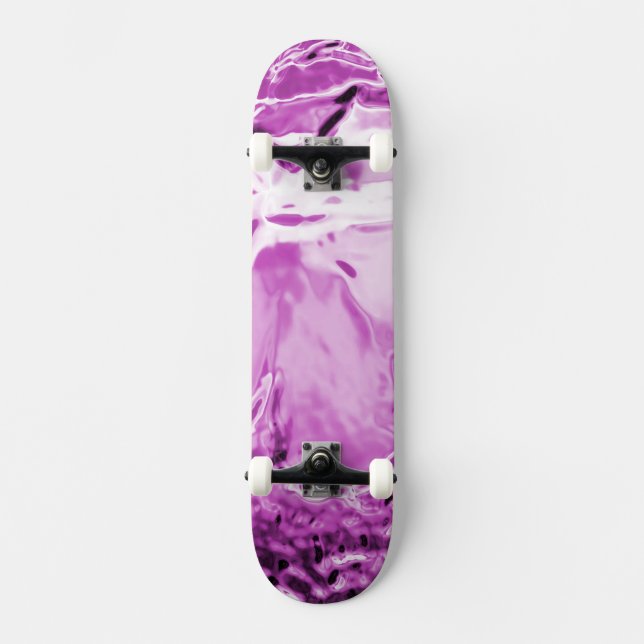 Skateboard Morado de flores de vidrio (Anverso)