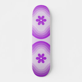 Skateboard Morado Mid Century Moderno Floral Rainbow Resumen