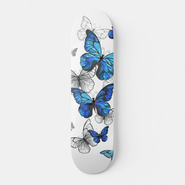 Skateboard Morfo de las mariposas voladoras azules (Anverso)