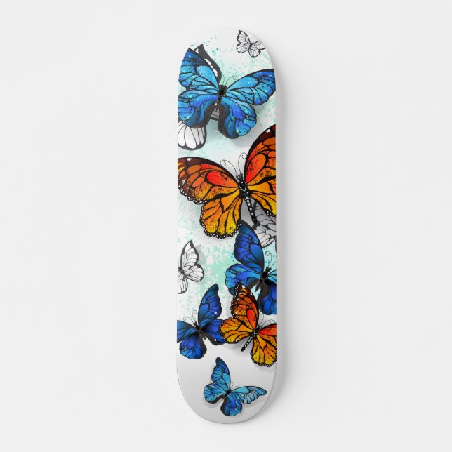 Skateboard Morfo y monarca de las mariposas voladoras (Anverso )