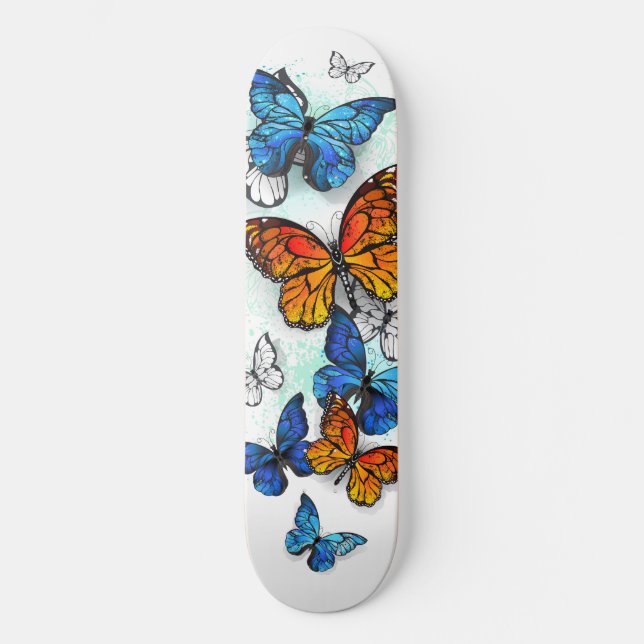 Skateboard Morfo y monarca de las mariposas voladoras (Anverso)