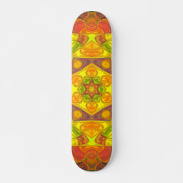 Skateboard Mosaic Mandala Flor Naranja amarillo y morado