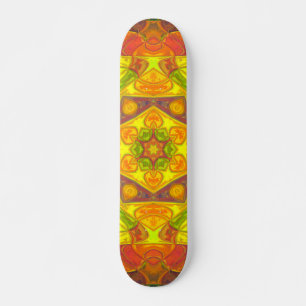 Skateboard Mosaic Mandala Flor Naranja amarillo y morado