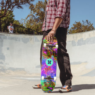 Skateboard Mosaico abstracto de neón Dd marca personalizada
